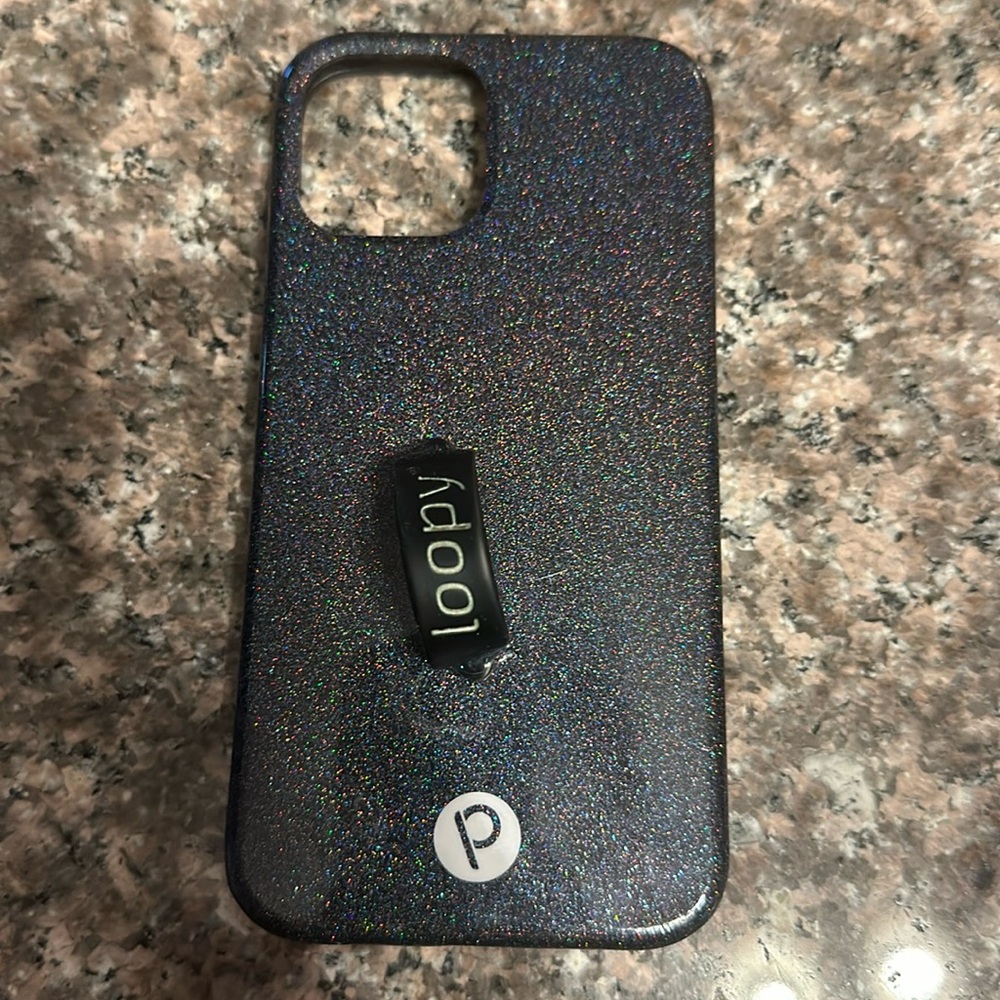 black sparkle iphone 12 loopy case